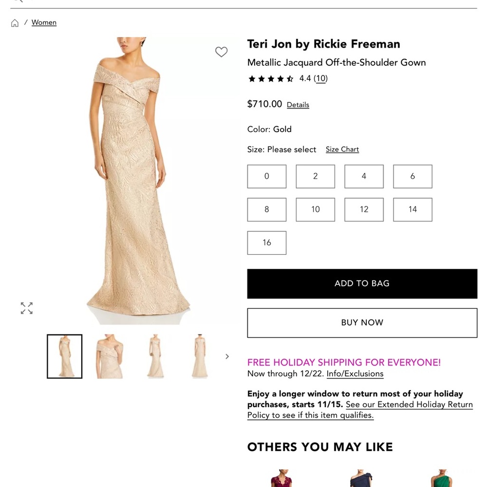 Teri Jon Strapless Gold Dress - Picture 6 of 6